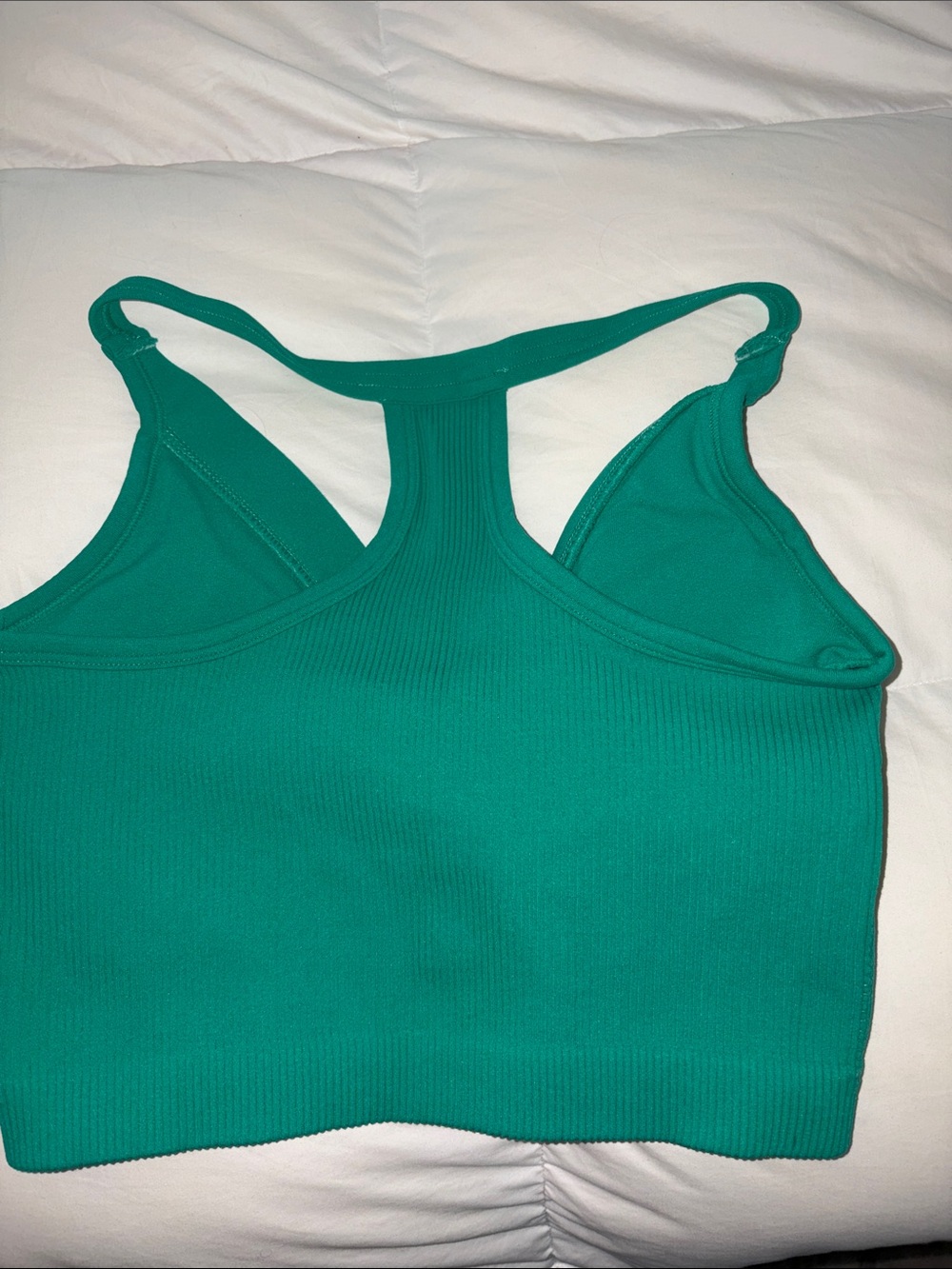 Emerald Ribbed Snap-Front Racerback Crop Top - Picture 3 of 4